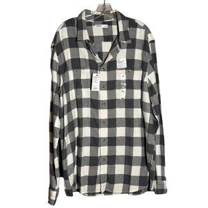 Sonoma Mens Supersoft Flannel Shirt XXL Standard Fit Black/White Plaid